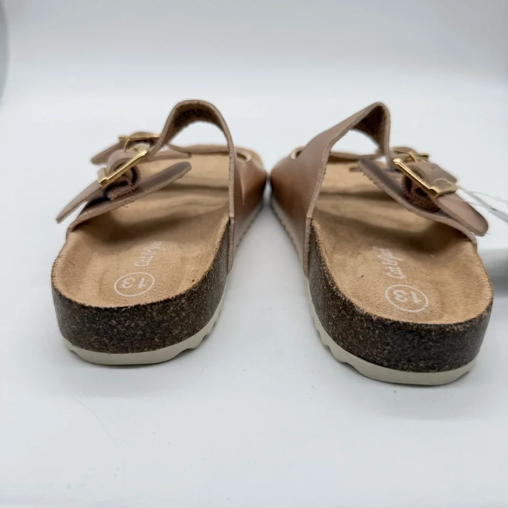 Cat & Jack Kids Rose Gold Double Buckle Slide Sandals Size 13 Metallic Cork